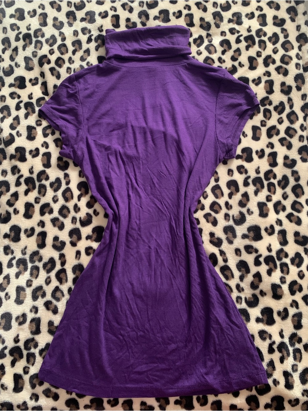 Deep Purple Short-Sleeve Turtleneck Tunic